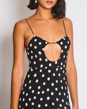 Saint Laurent Black and White Polka Dot Midi Dress with Cut Out Detail Size FR 34 (UK 6) RRP £2,150