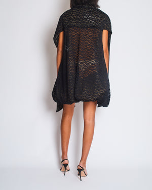 Alaïa Black Leopard Printed Textured Long-Sleeve Midi Dress Size FR 36 (UK 8)