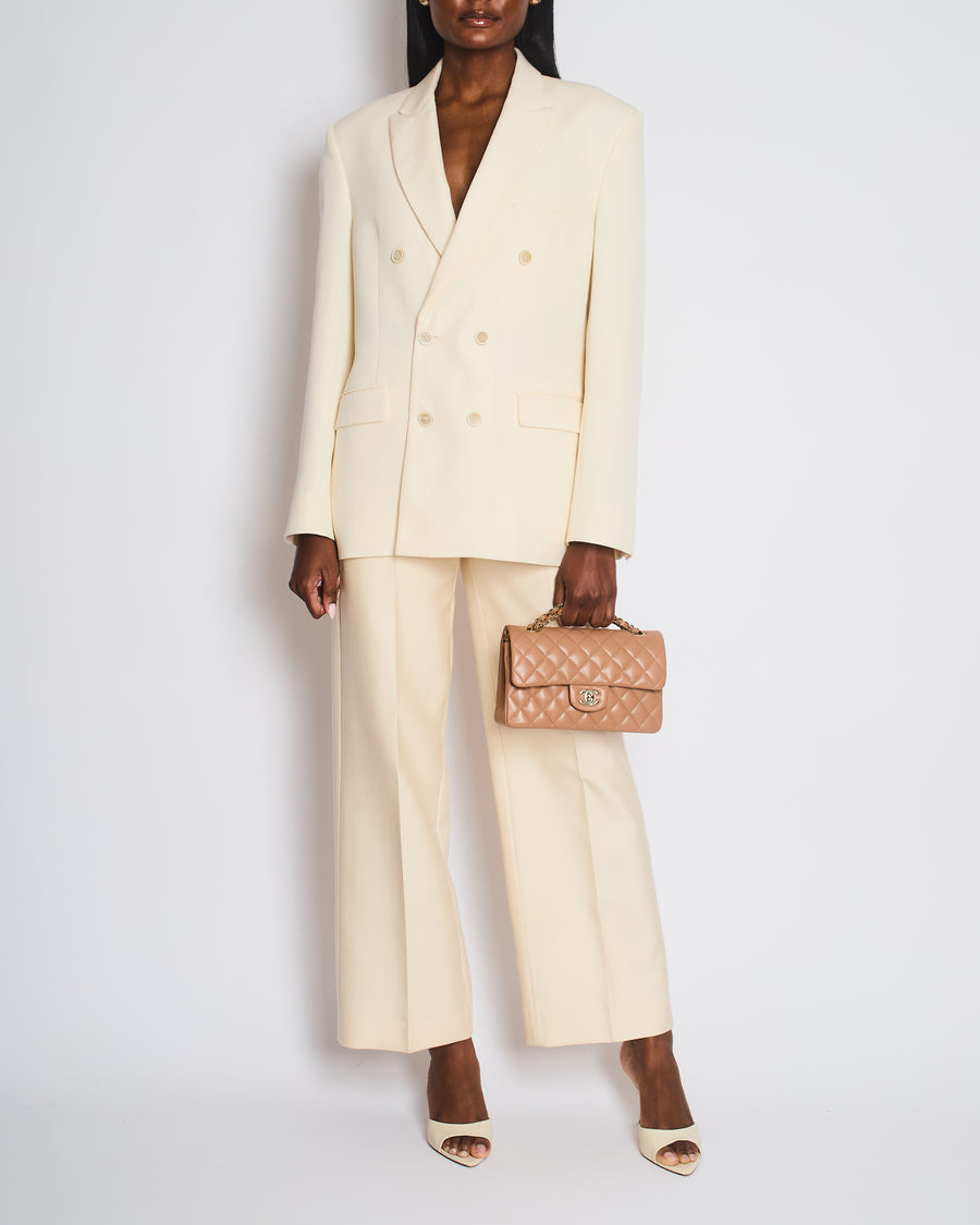Wardrobe NYC Cream Double Breasted Blazer Jacket Size S (UK 8)