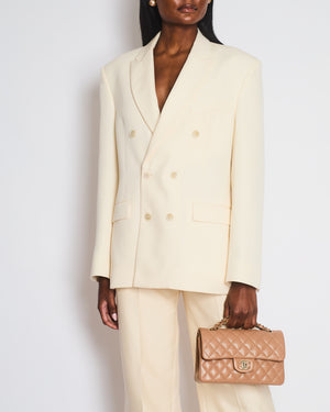 Wardrobe NYC Cream Double Breasted Blazer Jacket Size S (UK 8)