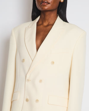 Wardrobe NYC Cream Double Breasted Blazer Jacket Size S (UK 8)
