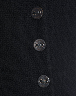 *FIRE PRICE* Chanel 02A Black Wool Jacket with Zips on The Sleeves & Leather Buttons Size FR 42 (UK 14)