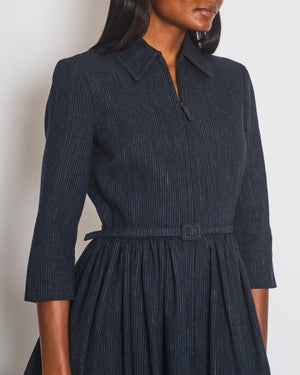 Christian Dior Navy Striped Long Sleeve Dress with Belt Detail Size FR 38 (UK 10)
