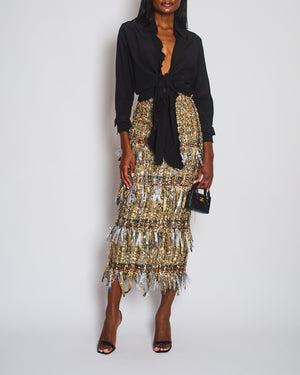 *HOT* Chanel AW/17 Gold Sequin Tassel Maxi Skirt Size FR 34 (UK 6)