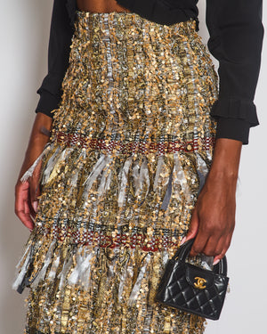 *HOT* Chanel AW/17 Gold Sequin Tassel Maxi Skirt Size FR 34 (UK 6)