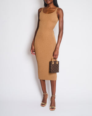 Fendi x Skims Tan Embossed Logo Bodycon Mini Dress Size IT 38 (UK 6)