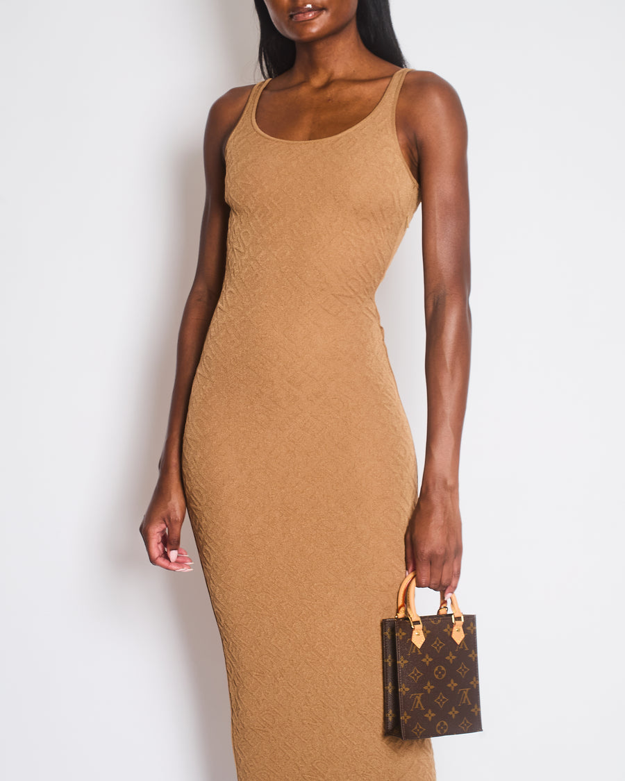 Fendi x Skims Tan Embossed Logo Bodycon Mini Dress Size IT 38 (UK 6)