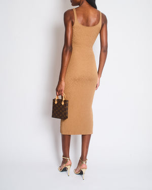 Fendi x Skims Tan Embossed Logo Bodycon Mini Dress Size IT 38 (UK 6)