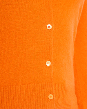 Miu Miu Orange Cashmere Button Down Cardigan with Logo Detail Size IT 36 (UK 4)
