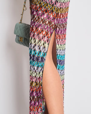 Missoni Mare Multicolour Scalloped Crochet Maxi Beach Cover Up Dress with Side Slits Size IT 44 (UK 12)