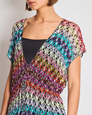 Missoni Mare Multicolour Scalloped Crochet Maxi Beach Cover Up Dress with Side Slits Size IT 44 (UK 12)