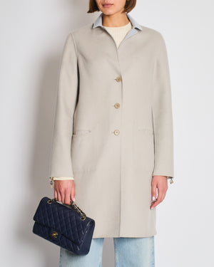 Loro Piana Light Grey and Blue Cashmere Reversible Light Coat Size IT 42 (UK 10)