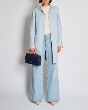 Loro Piana Light Grey and Blue Cashmere Reversible Light Coat Size IT 42 (UK 10)