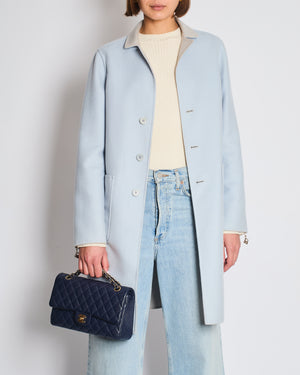 Loro Piana Light Grey and Blue Cashmere Reversible Light Coat Size IT 42 (UK 10)
