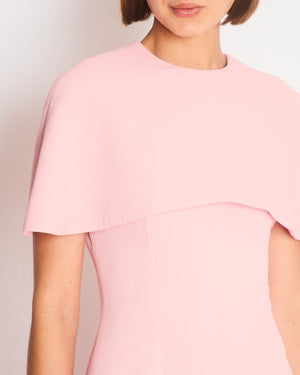 Emilia Wickstead Light Pink Crepe Maxi Dress with Cape and Split Detail Size FR 36 (UK 8)