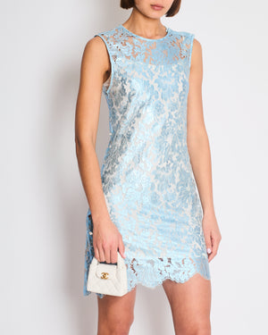 Coperni Sky Blue Lace Sleeveless Midi Dress Size IT 42 (UK 10)