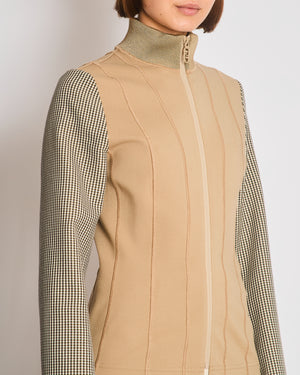 Fendi Camel Panelled Houndstooth Jacket Size IT 40 (UK 8)