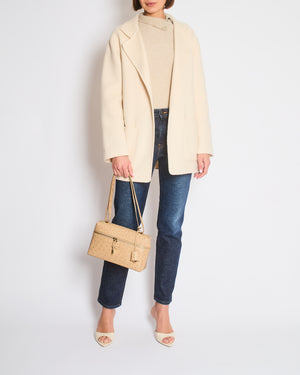 Toteme Cream Long Sleeve Patch Pocket Wool Coat Size FR 34 (UK 6)