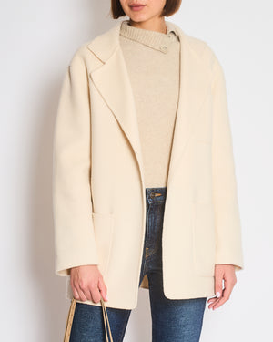 Toteme Cream Long Sleeve Patch Pocket Wool Coat Size FR 34 (UK 6)