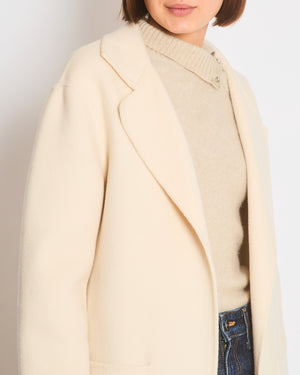 Toteme Cream Long Sleeve Patch Pocket Wool Coat Size FR 34 (UK 6)