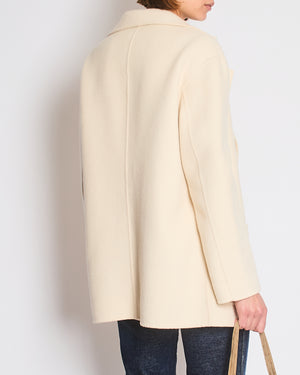 Toteme Cream Long Sleeve Patch Pocket Wool Coat Size FR 34 (UK 6)