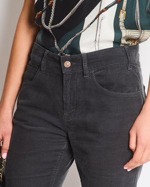 Celine Washed Black Corduroy Flair Mid-Rise Trousers Size 26 (UK 8)