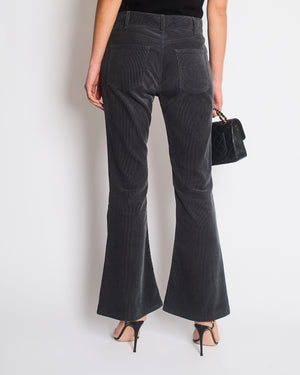 Celine Washed Black Corduroy Flair Mid-Rise Trousers Size 26 (UK 8)