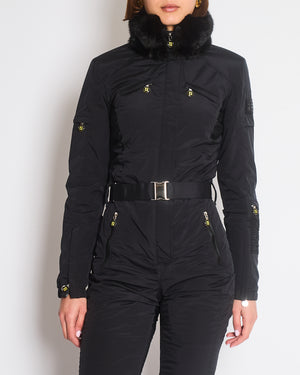 Fendi Black Long Sleeve Ski-Suit with Mink Fur Collar Trim Size IT 38 (UK 6)