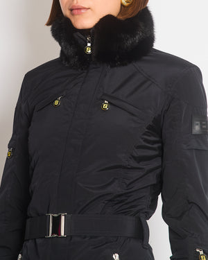 Fendi Black Long Sleeve Ski-Suit with Mink Fur Collar Trim Size IT 38 (UK 6)