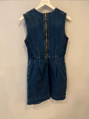 Louis Vuitton Denim Mini Sleeveless Dress with Patchwork Monogram Details Size FR 40 (UK 12)