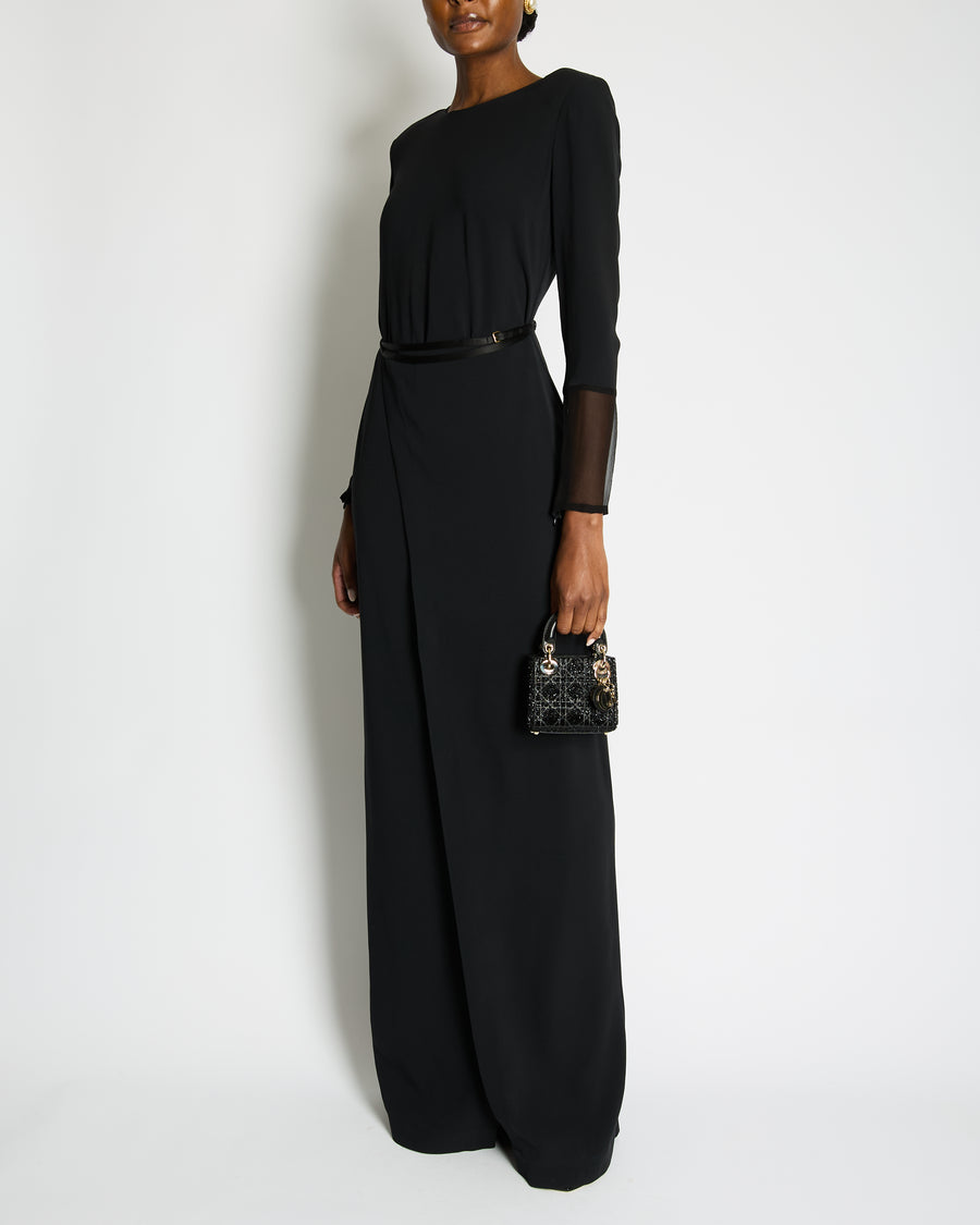 Tom Ford Long Sleeve Maxi Dress With Wrap Over Belt Detail Size IT 40 (UK 8)