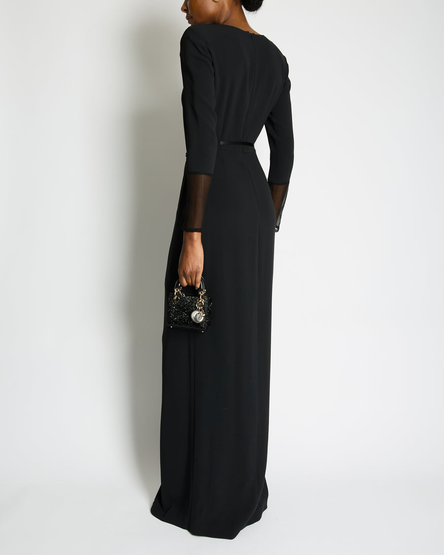 Tom Ford Long Sleeve Maxi Dress With Wrap Over Belt Detail Size IT 40 (UK 8)