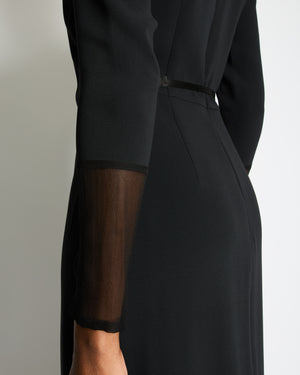 Tom Ford Long Sleeve Maxi Dress With Wrap Over Belt Detail Size IT 40 (UK 8)