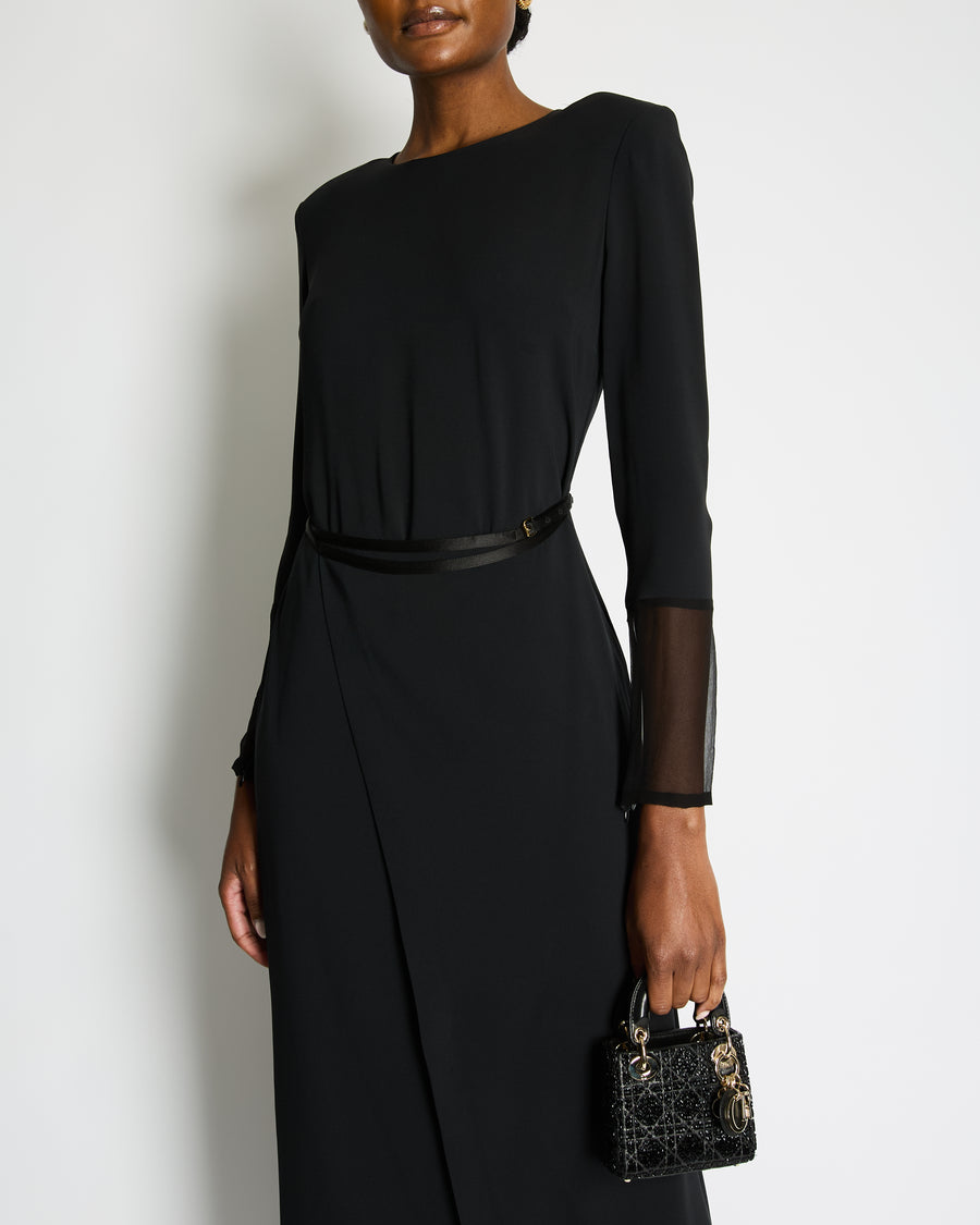 Tom Ford Long Sleeve Maxi Dress With Wrap Over Belt Detail Size IT 40 (UK 8)