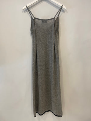 Prada Grey Cashmere Sleeveless Midi Dress with Black Lace Trim Detail Size IT 36 (UK 4)