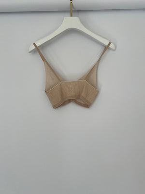 Jacquemus Beige Rib Knit Mini Shorts and Crop Top Set Size Small