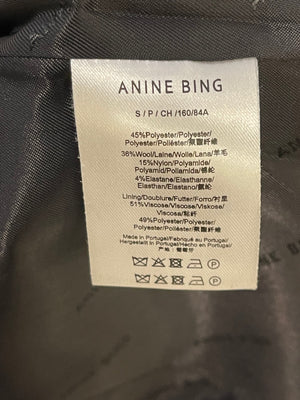 Anine Bing Black Wool Jacket with Gold Logo Buttons Size S (UK 8) RRP £560