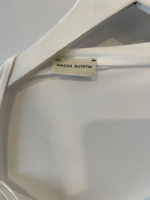Magda Butrym White One Shoulder Top with Rose Appliqué Details Size FR 36 (UK 8) RRP £695