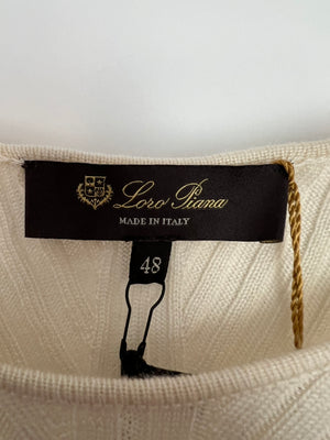 Loro Piana Cream Knit Cashmere Low Neckline Jumper Size IT 48 (UK 16)