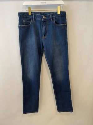 Loro Piana Menswear Blue Jeans with Brown Stitching Detail Size LP 33 (Size M)