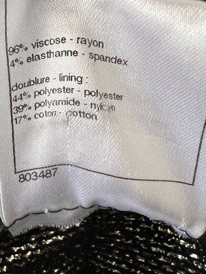 *HOT* Chanel 12/A Black and Silver Metallic Tweed Lined Pocket Jacket Size FR 42 (UK 14)