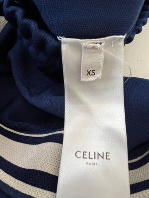 Celine Blue Two-Piece Tracksuit Set with Logo and Stripe Trim Size XS/S (UK 8/10)