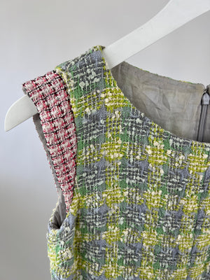 Chanel Yellow, Green Pink Boucle Tweed Shift Dress FR 36 (UK 8)
