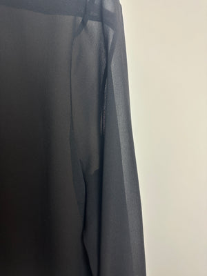 Saint Laurent Black Silk Long Sleeve Shirt with Ruffle Details Size FR 36 (UK 8)