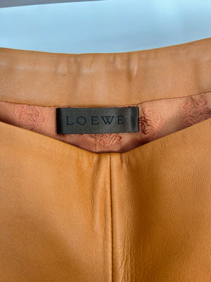 Loewe Brown Tan High-Rise Straight Leg Leather Trousers Size FR 38 (UK 10)