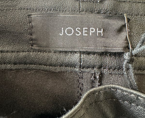 Joseph Black Stretch Leather Slim Trousers with Ruthenium Buttons Size FR 32 (UK 4)