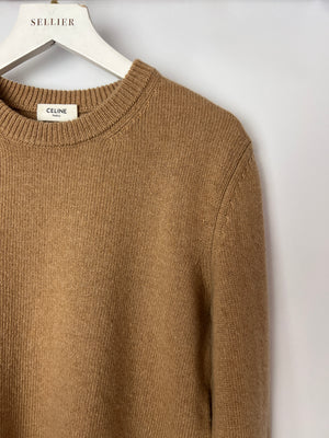 Céline Brown Long Sleeve Cashmere Jumper with Logo Detail Size FR XS (UK 6)