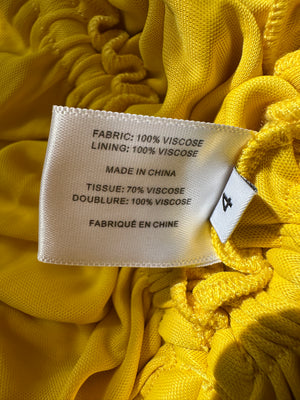 Proenza Schouler Yellow Maxi Dress with Long Shoulder Drawstring Asymmetric Details Size US 4 (UK 8)