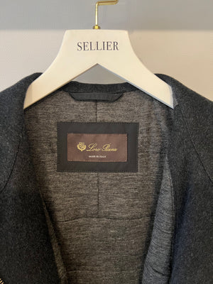 Loro Piana Black and Grey Cashmere Hooded Zip Jacket Size IT 40 (UK 8)