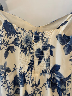 Reformation White and Blue Floral Printed Mini Dress Size US 4 (UK 8)
